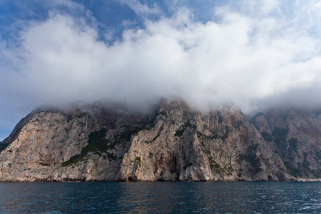 Early morning cloud over the Island of Capri, Campania, Italy