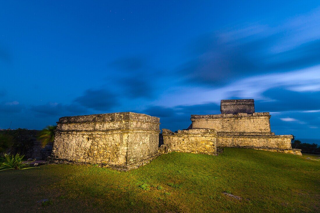 Tulum archaeological site, which is the site of a Pre-Columbian Maya walled city serving as a major port for Cobá on the Caribbean Sea, Riviera Maya, Mexico Riviera Maya, Mexico