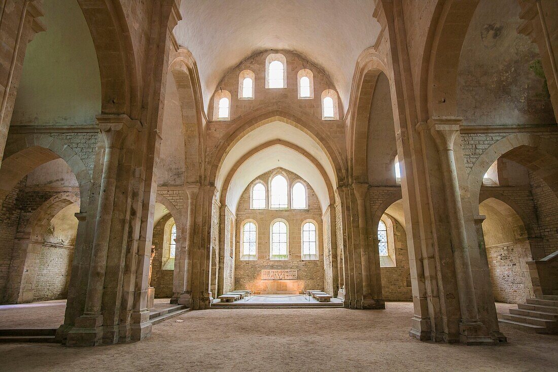 Hall in the historic monastery of Fontenay, Burgundy, France, Europe