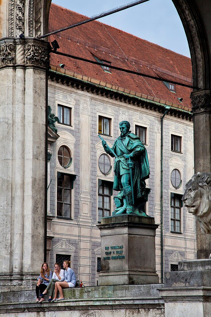 Feldherrnhalle with the statue of Johann Tserclaes, Count of Tilly, Odeonsplatz, Munich, Germany