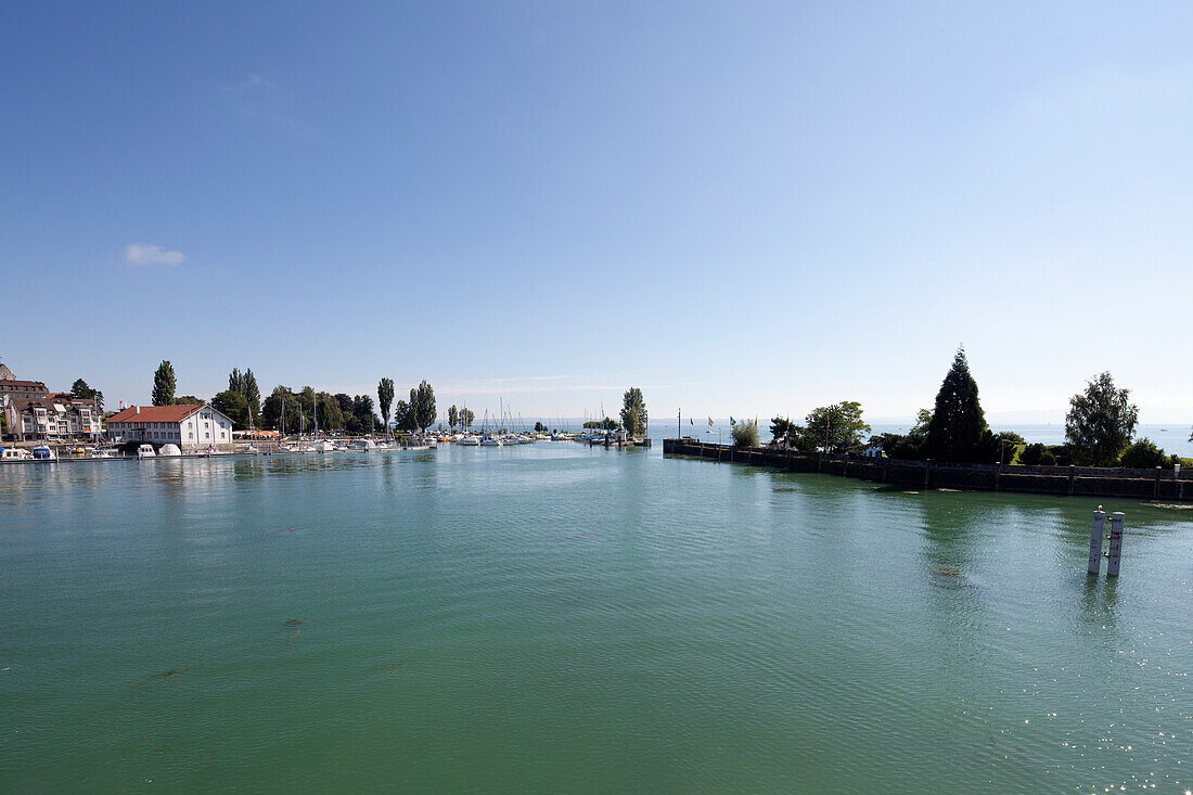 View of the harbor and Romanshorn, Romanshorn, Lake Constance, Baden-Wuerttemberg, Germany