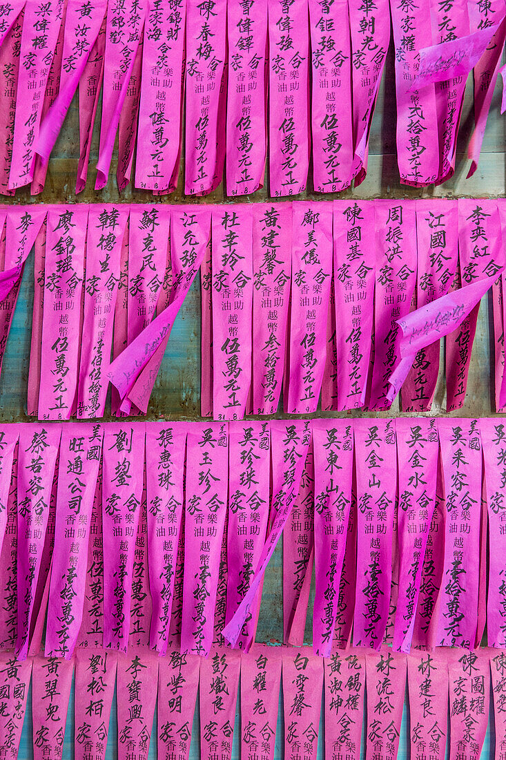 Prayer and wish lists in the Thien Hau pagoda in Saigon, south Vietnam, Vietnam, Asia