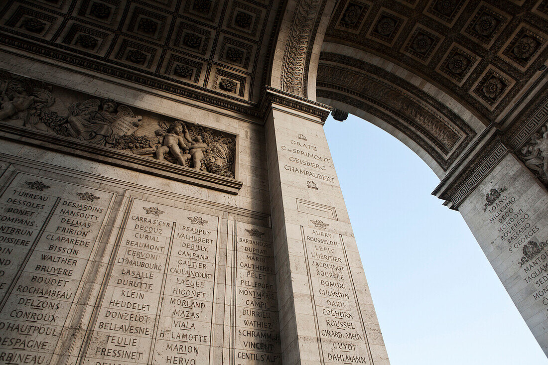 Arc de Triomphe, Detail, Low Angle View, Paris, France