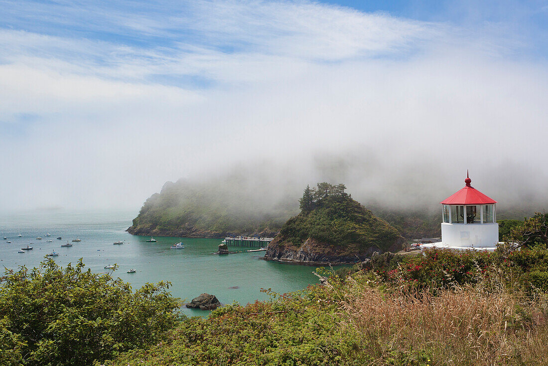 Historic Memorial Lighthouse is on the coast of Trinidad Cove in Patricks Point State Park.