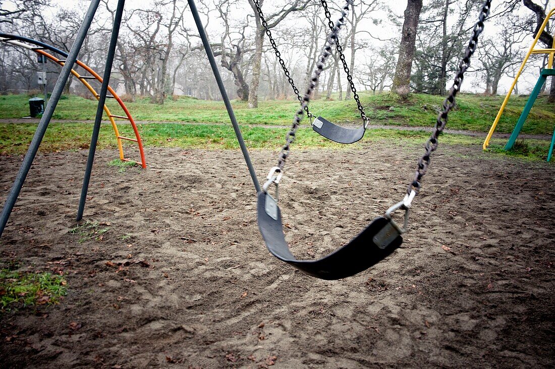 Empty Swings In Playground