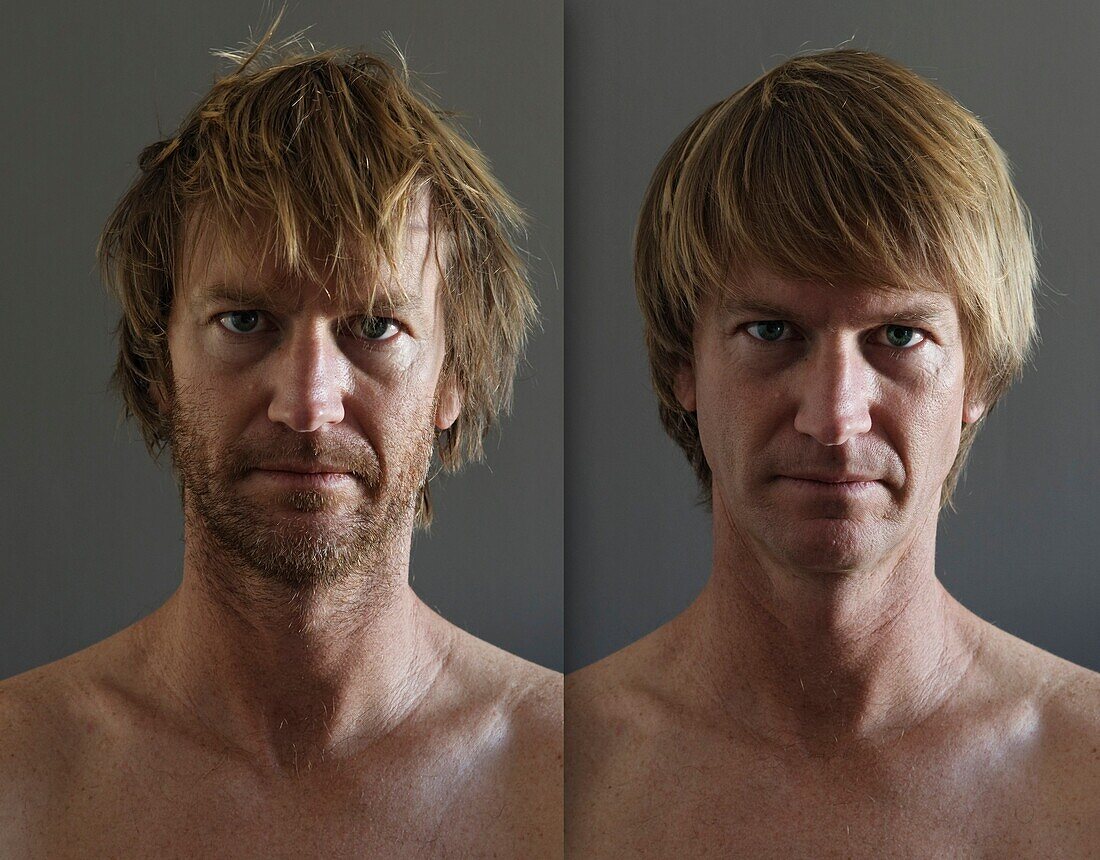 Before And After Portrait Of Man