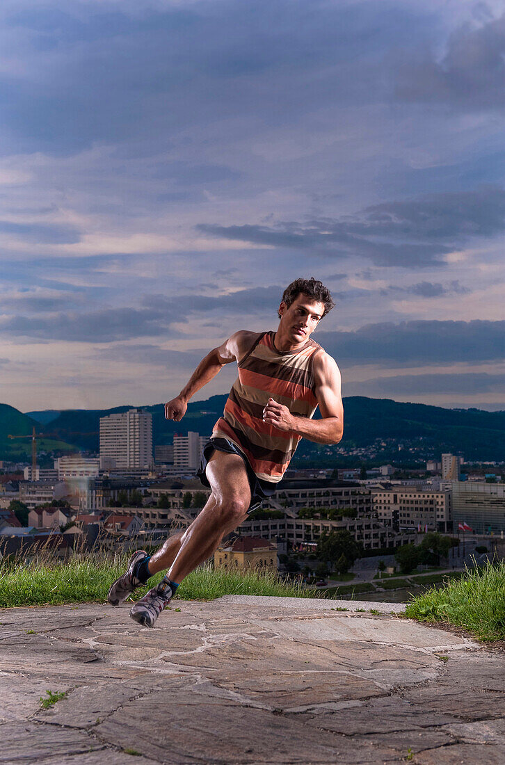 Man running, Linz, Upper Austria, Austria