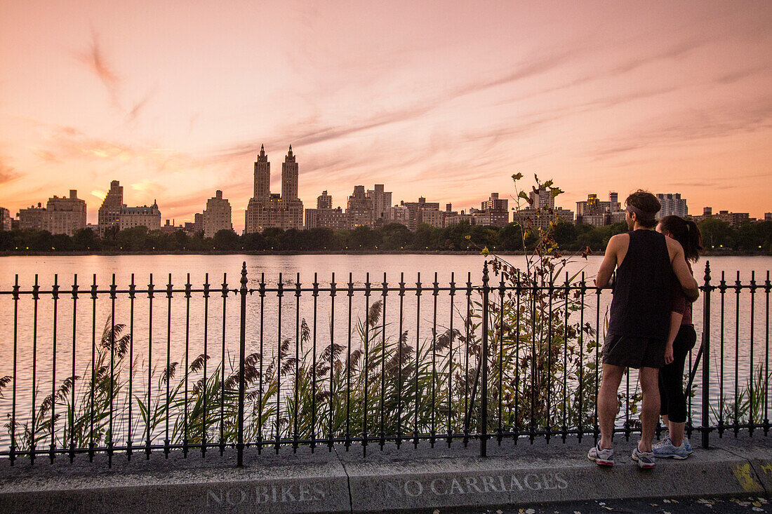 Central Park West, Lake, Skyline, Manhattan, New York