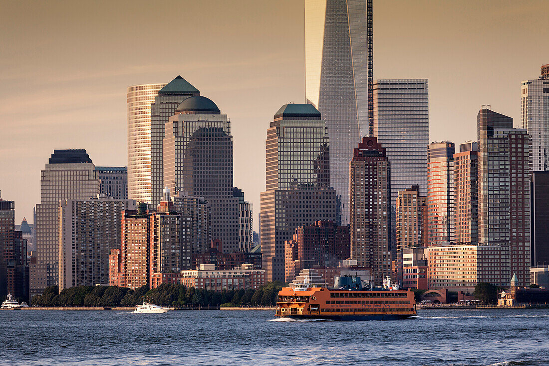 Lower Manhattan Skyline, Staten Island Ferry, New York, USA