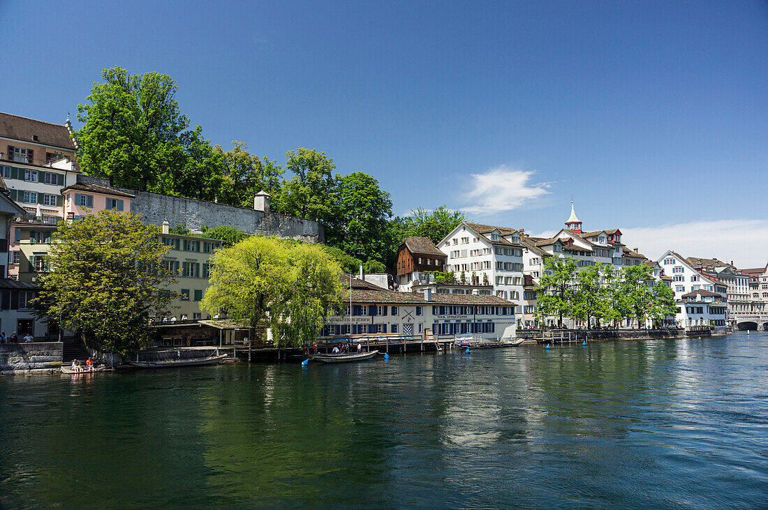 Riverside of Limmat, Schipfe,  Lindenhof, Zurich, Switzerland