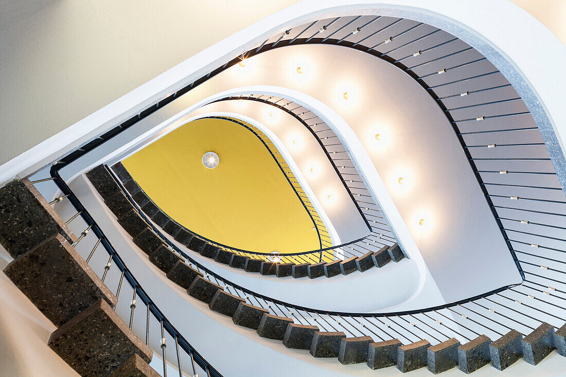 Staircase in the AOK building, near Schoene Aussicht, Kassel, Hesse, Germany, Europe