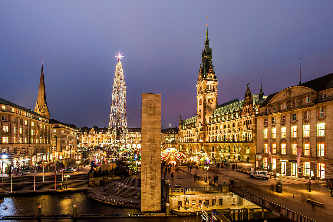 Town hall of Hamburg with Christmas market, Hamburg, north germany, germany