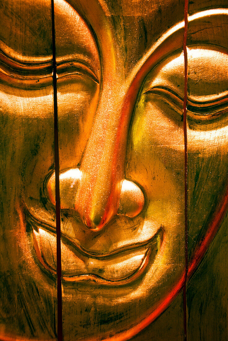 Hong Kong, Central, Wooden Buddha Face.