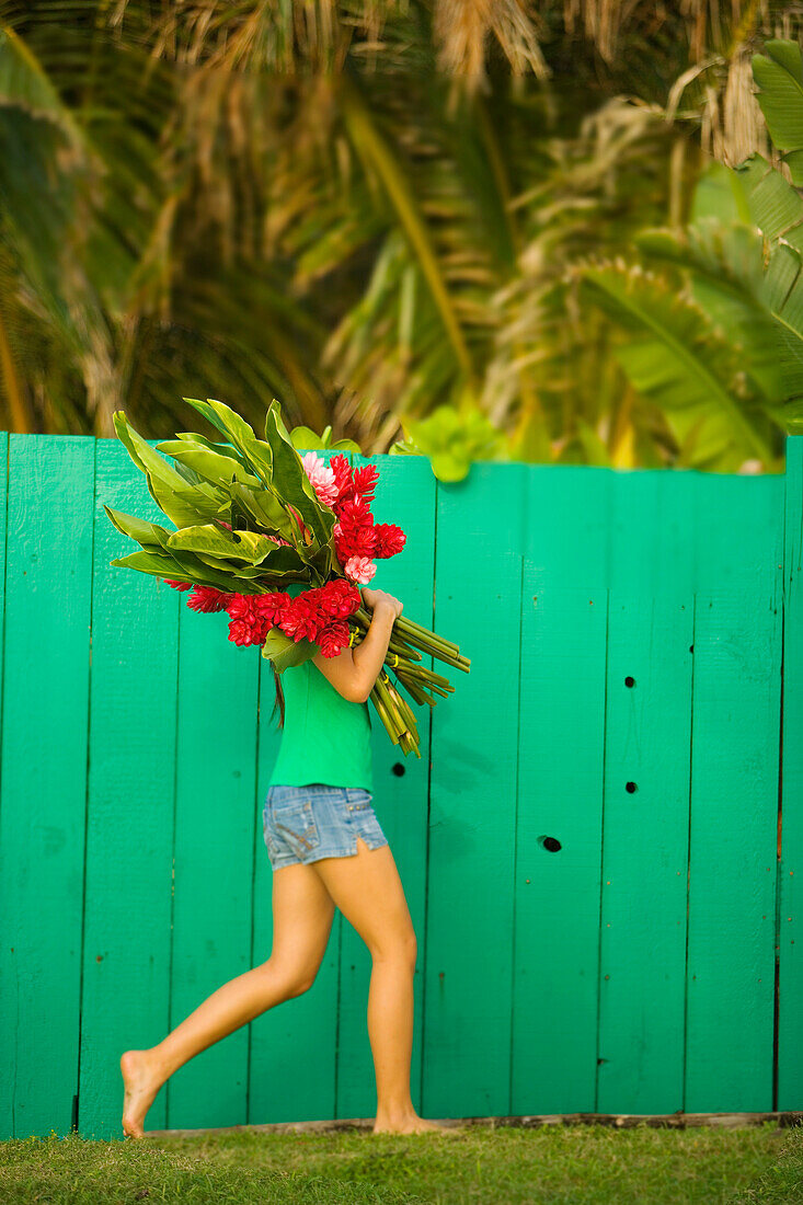 Pacific, Stock, Dana, Edmunds, Afternoon, Asian, Asian-American, Behind, Bloom, Body, Bouquet, Bright, Bunch, Bundle, Carry, Child, Colorful, Cover, Cute, Dana Edmunds, Day, Fast, Fence, Ginger, Girl, Green, Hair, Hawaii, Hidden, Hide, Hold, Local, Outdoo