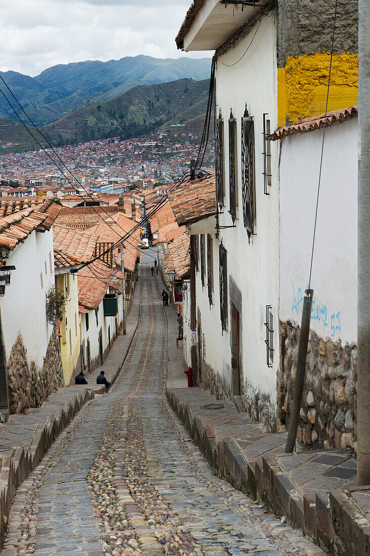 'View Of Buildings And A Street In Sacred Valley; Cusco Peru'