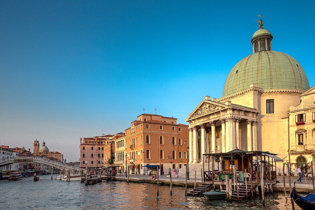 Italy , Venezia City ,the Gran cxanal ,San Simeon Dom and Scalzi bridge