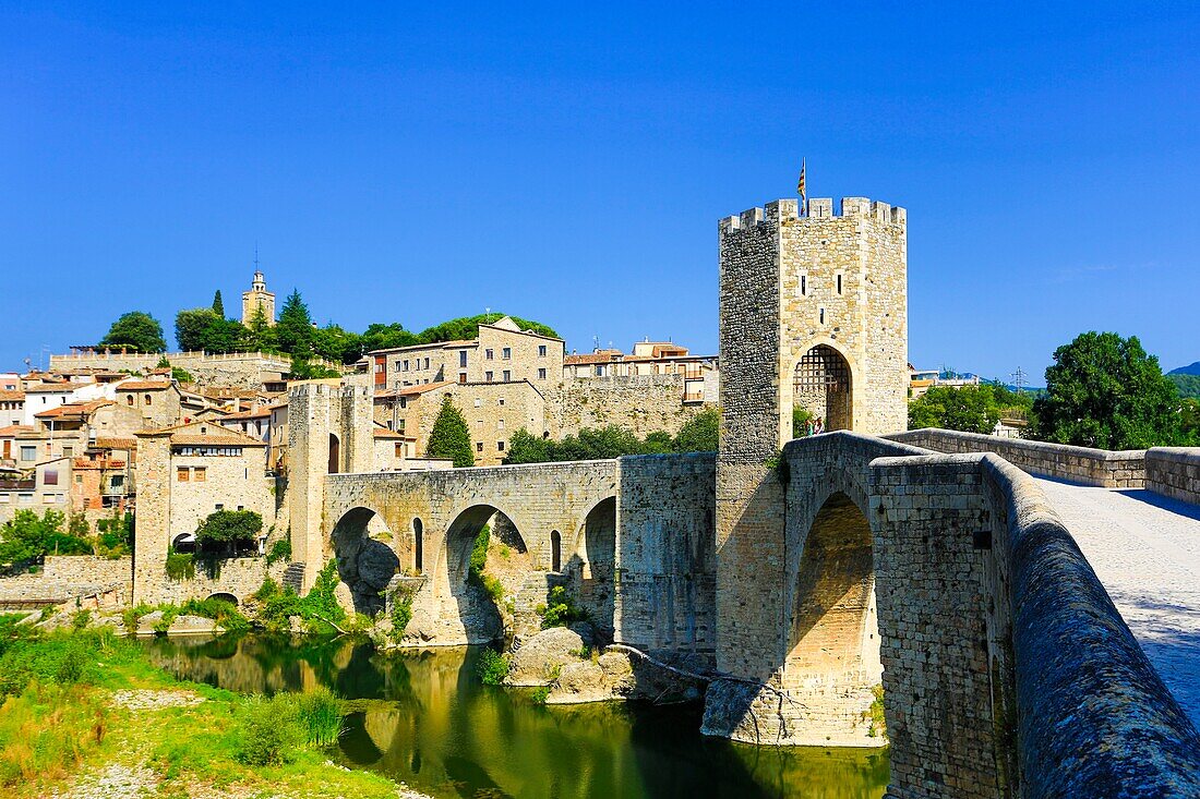 Spain , Catalonia ,Girona Province,Medieval Town of Besalu City, Besalu Bridge