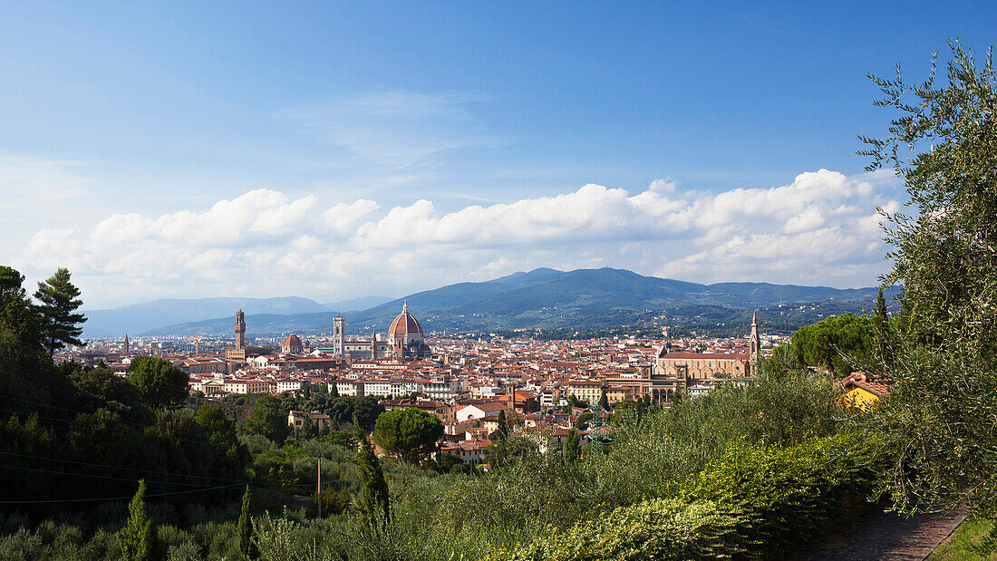 Florence skyline, view from Piazzetta Michelangelo, Florence, Tuscany, Italy, Europe