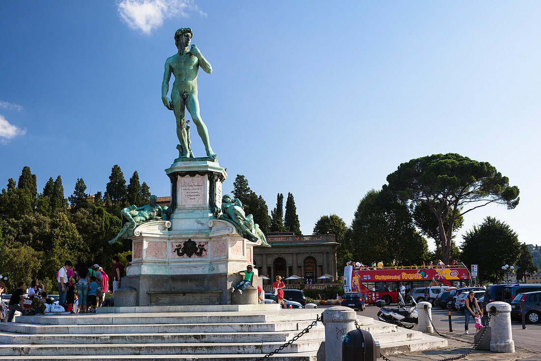 Standbild des David von Michelangelo, Piazzale Michelangelo, Florenz, Toskana, Italien, Europa