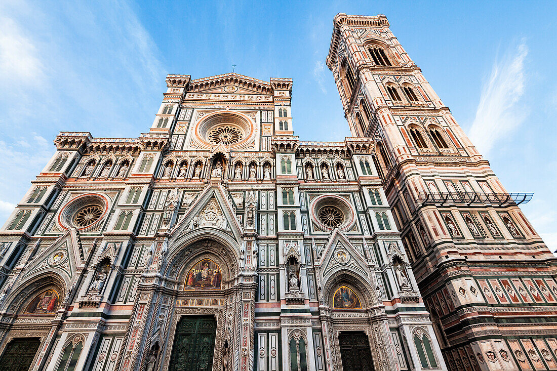 Cathedral Santa Maria del Fiore with Giotto's belltower, Florence, Tuscany, Italy, Europe