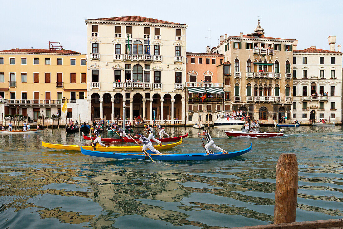 Historic rowing regatta on the Grand Canal, Venice, Venetia, Italy, Europe