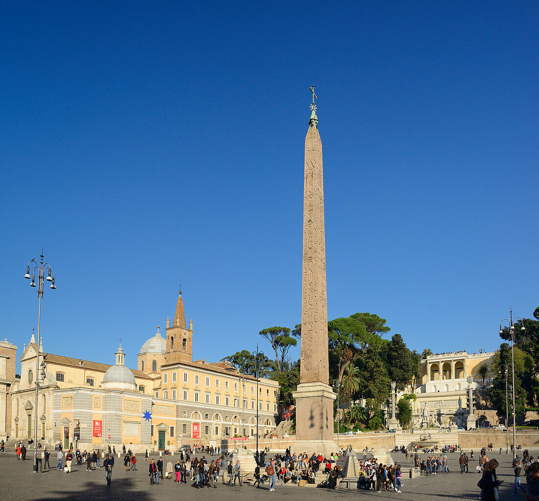 Egyptian obelisk at Piazza del Popolo, UNESCO World Heritage Site Rome, Rome, Latium, Lazio, Italy