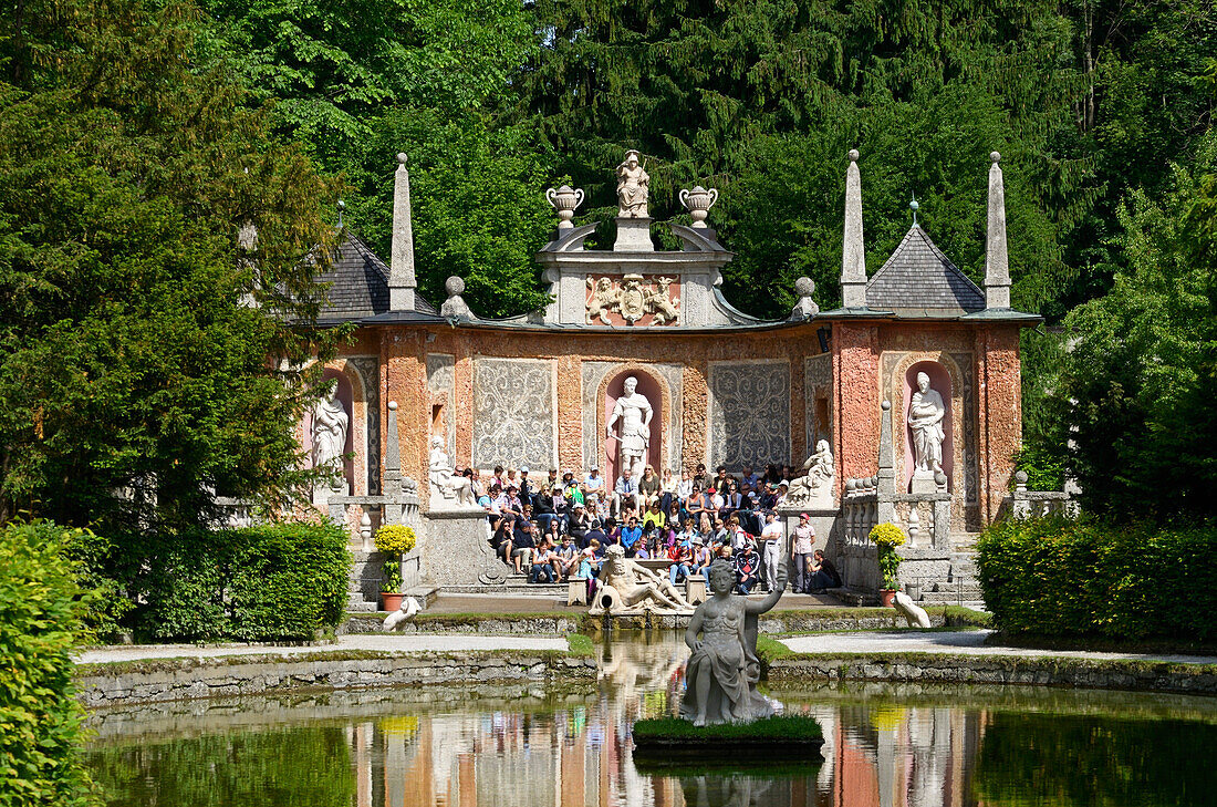 Theatre and water gardens in Hellbrunn Palace, Salzburg, Austria