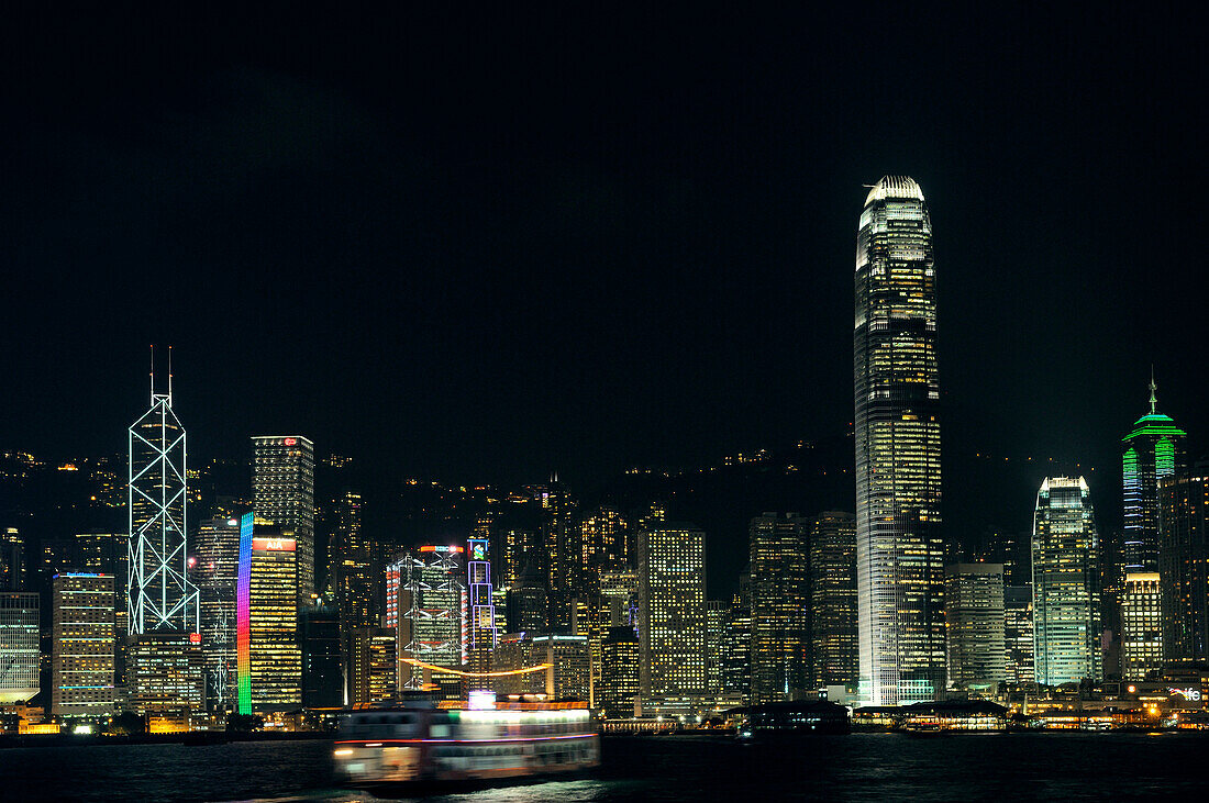 Hong Kong skyline at night, Hong Kong, China, Asia
