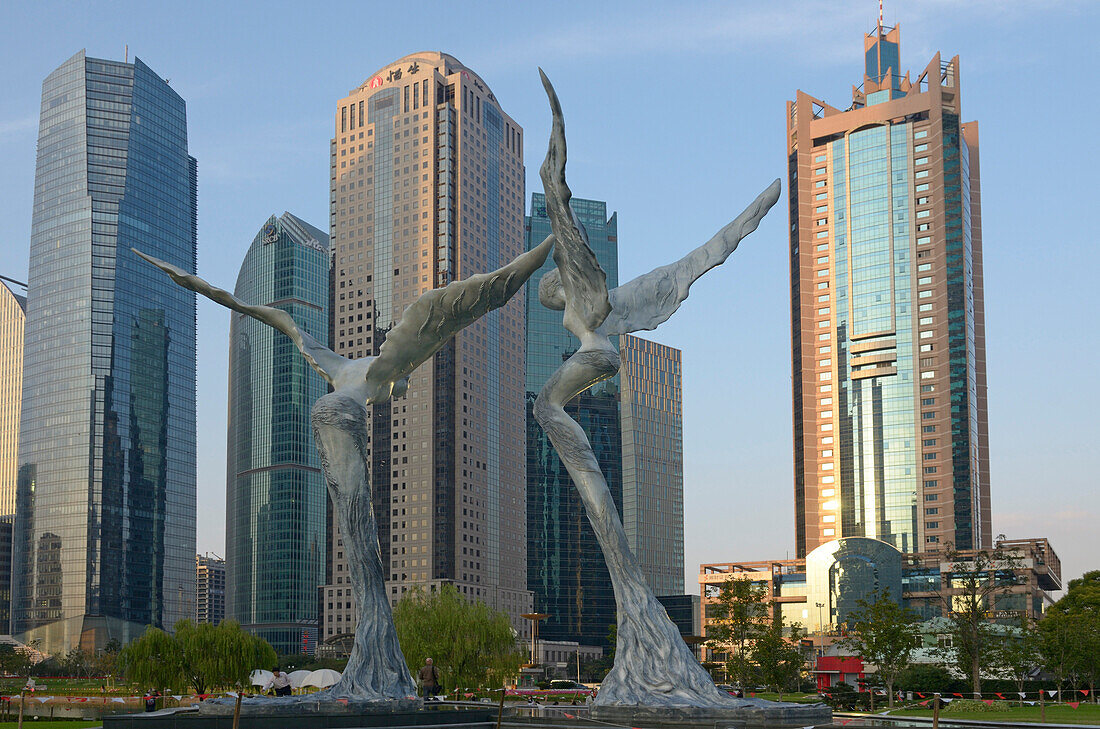 Angel sculptures in Lujiazui Park, Pudong, Shanghai, China