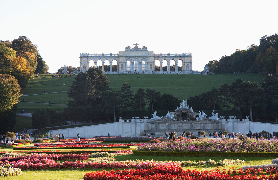 Great Parterre and Gloriette at the top of the hill behind the Schönbrunn Palace, Vienna (Wien), Austria