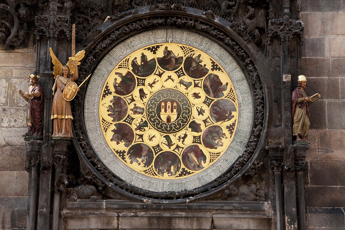 Calendar, added in 1870 below the Astronomical Clock of the Old Town Hall, Prague, Czech Republic