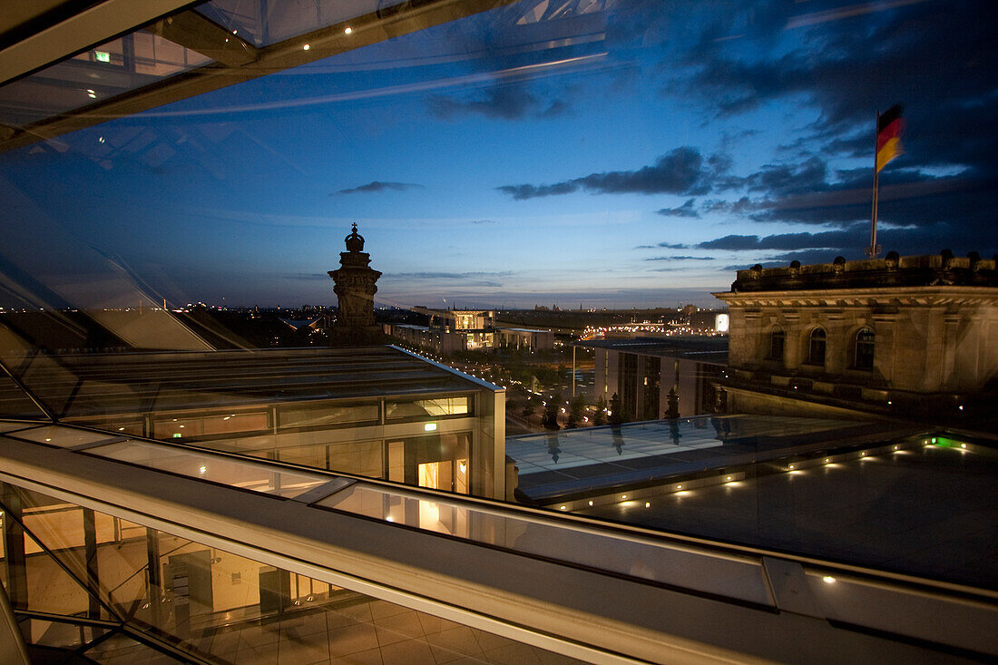 Roof of the Reichstag at night, Berlin, Germany