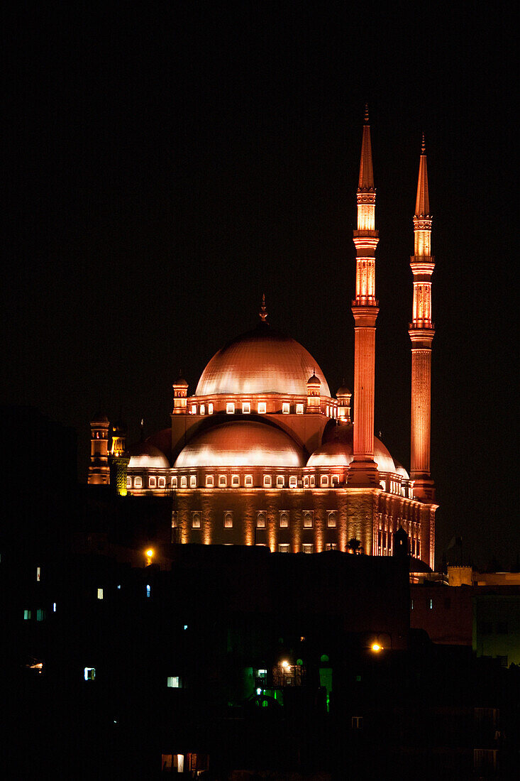 Mohammed Ali Mosque in the Citadel of Cairo at night, Al Qahirah, Egypt