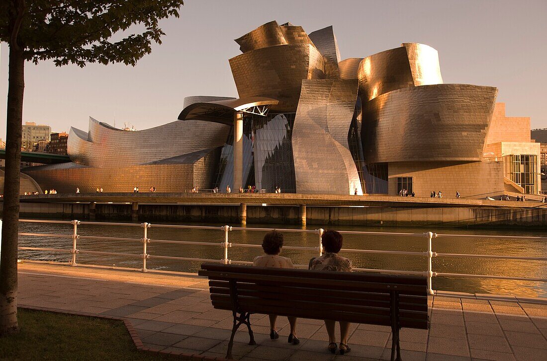 GUGGENHEIM ART MUSEUM NERVION RIVER BILBAO BASQUE COUNTRY SPAIN