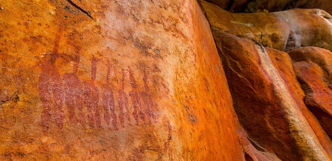 Human figures, Sevilla Bushman Rock Art Trail, Clanwilliam, Cederberg Mountains, Western Cape province, South Africa, Africa