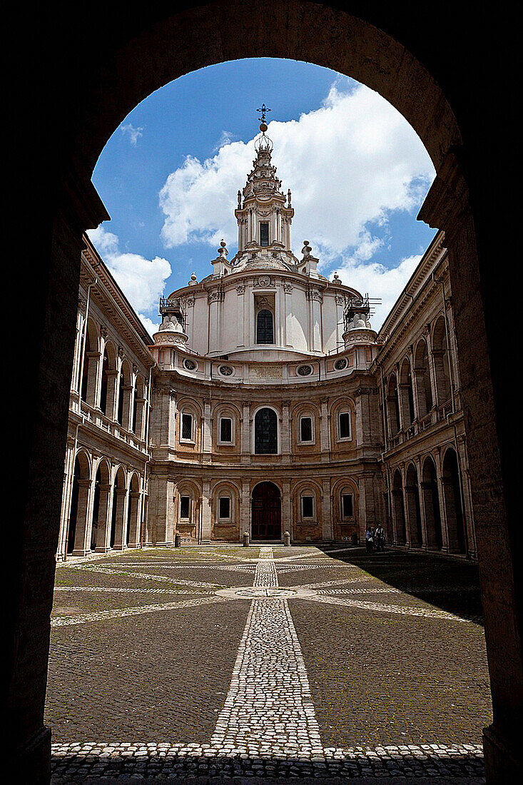 The courtyard of the church of Sant´ivo alla Sapienza in Rome, Italy