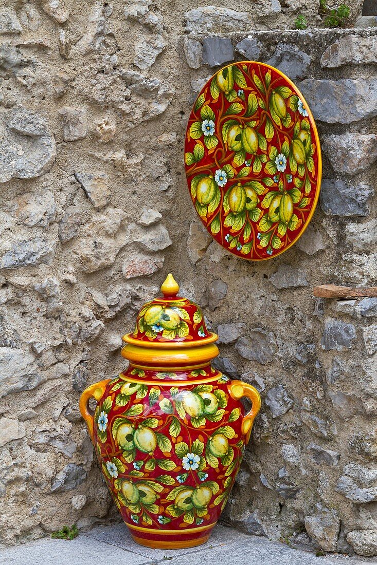 A shop selling ceramics in the village of Ravello, Italy