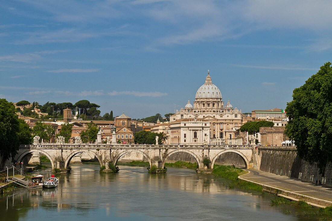The Tiber River and the Vatican in Rome, Italy
