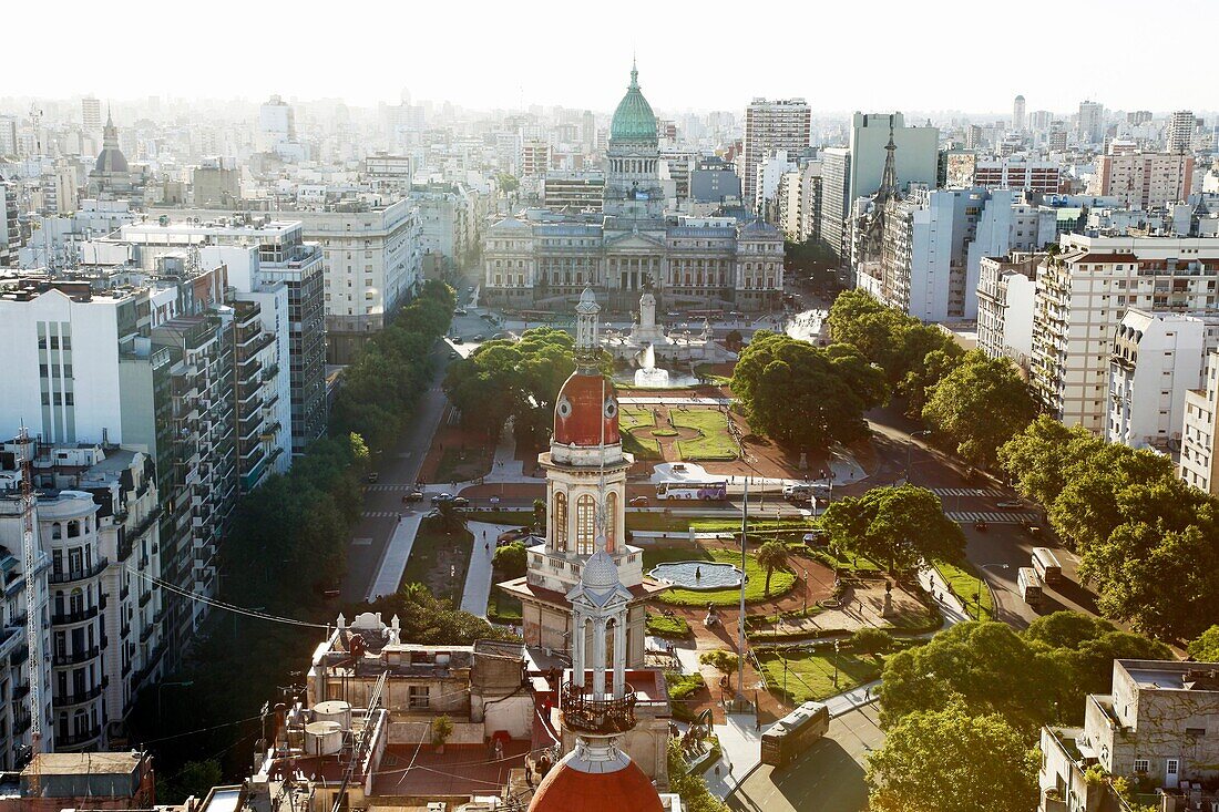 View over the Plaza Congreso from Edificio Barolo, Buenos Aires, Argentina