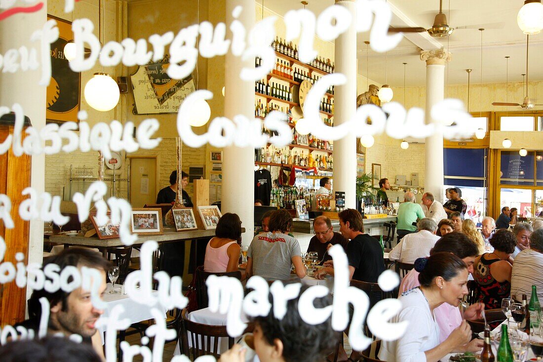 People sitting at Brasserie Petanque restaurant, Buenos Aires, Argentina