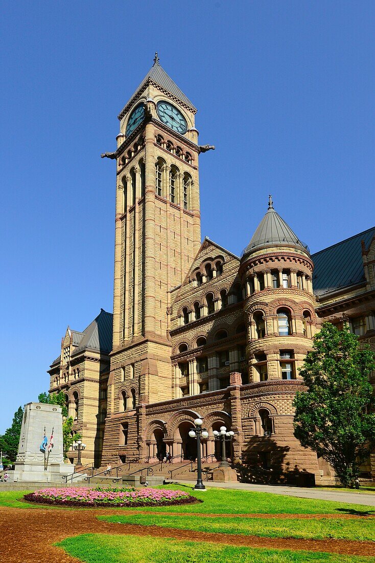 Old City Hall with clock tower and court of justice Toronto Ontario Canada