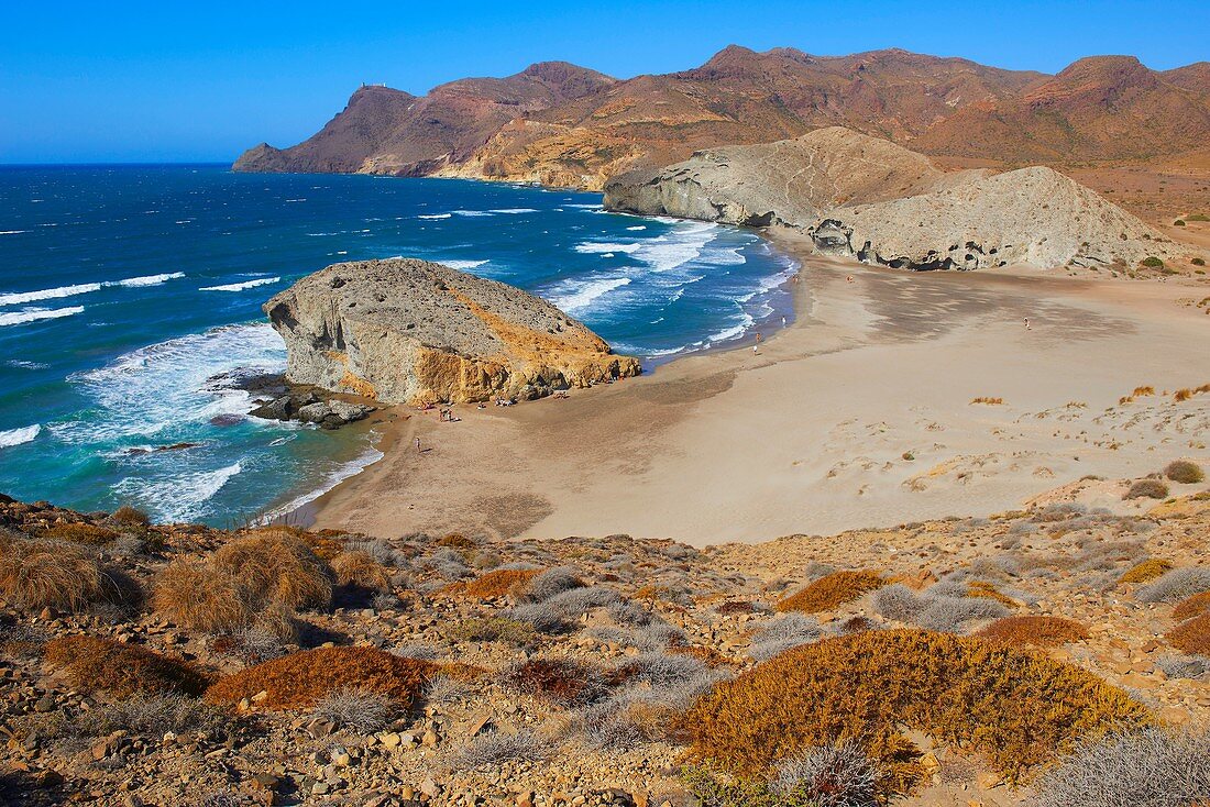 Cabo de Gata, Monsul Beach  Biosphere Reserve, Cabo de Gata-Nijar Natural Park, Almeria, Andalusia, Spain