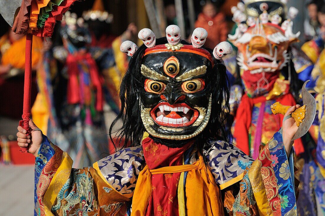 China, Qinghai, Amdo, Tongren Rebkong, Monastery of Gomar Guomari Si, Losar New Year festival, Cham Dance