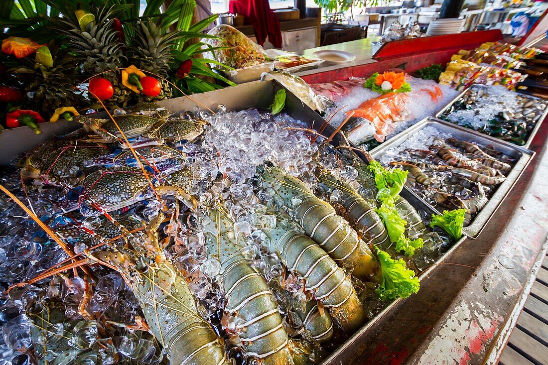 Seafood in a restaurant  Ton Sai village  Phi Phi Don island  Krabi province, Andaman Sea, Thailand
