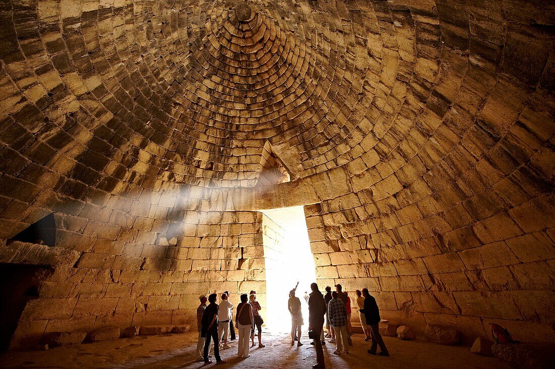 Interior of the Treasury of Atreus is an impressive ´tholos´ beehive shaped tomb on the Panagitsa Hill at Mycenae  Mycenae UNESCO World Heritage Archaeological Site, Peloponnese, Greece