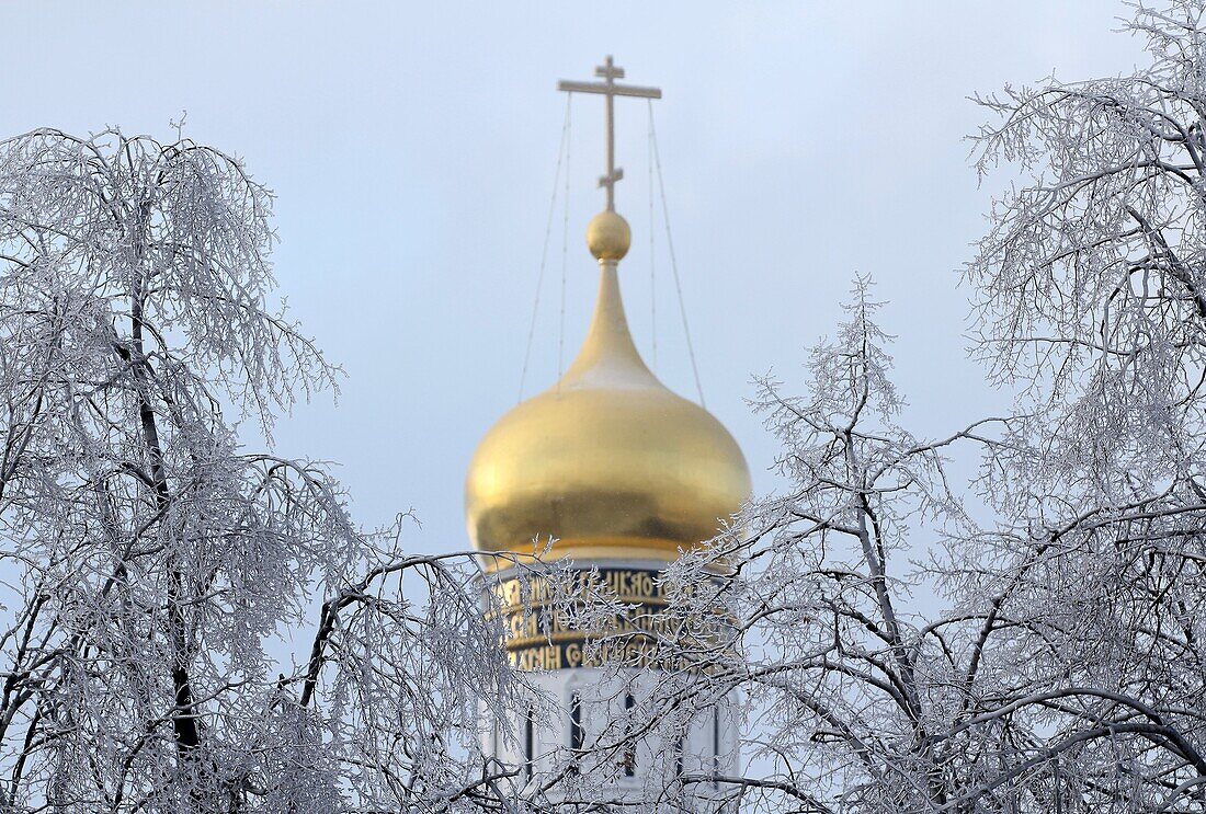 The Ivan the Great Bell Tower golden dome, Kremlin, Moscow, Russia