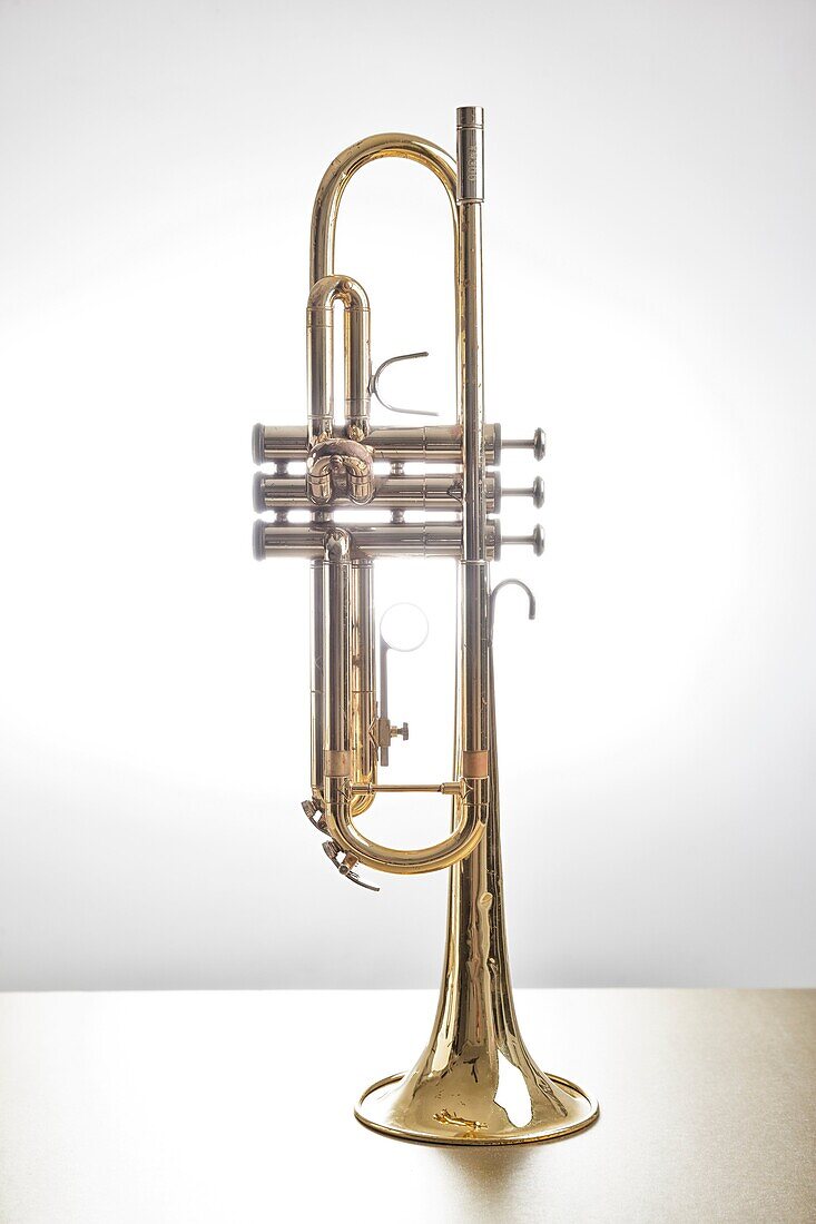 Old trumpet on a bright background