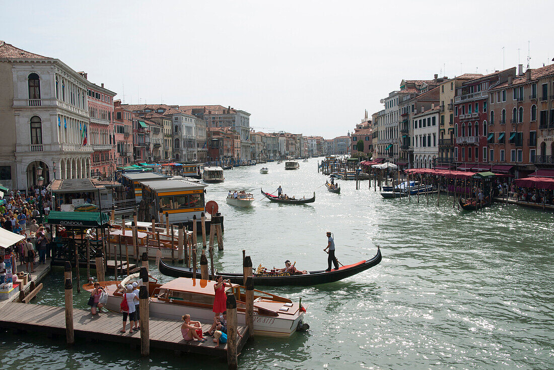 View from the rialto bridge over the Grand Canal, Venice, Venezia, Italy, Europe