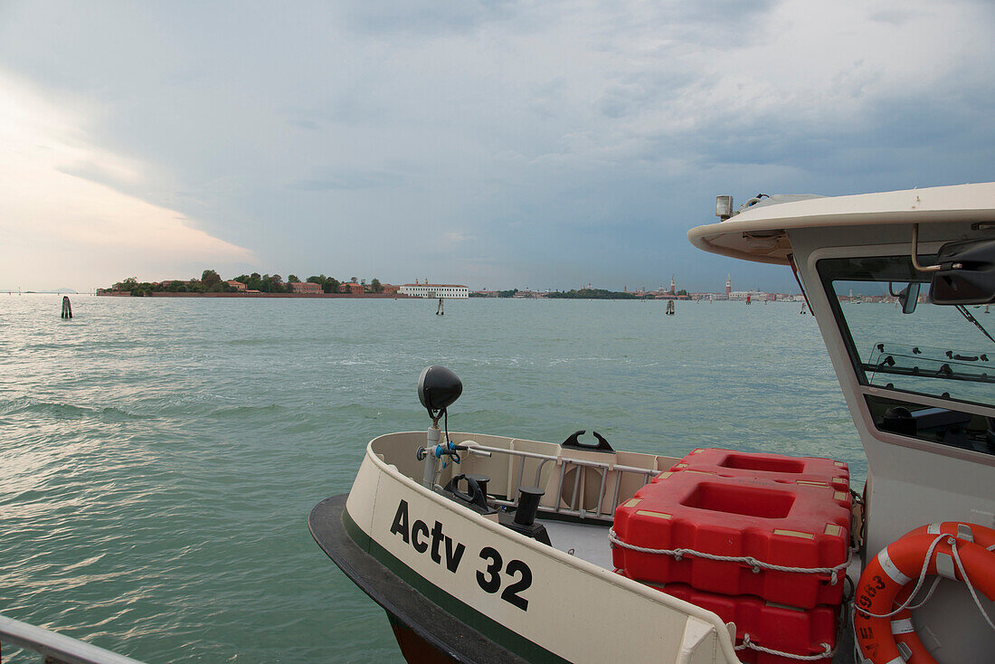 Ferry boat on the Venetian lagoon, Venice, Venezia, Italy, Europe