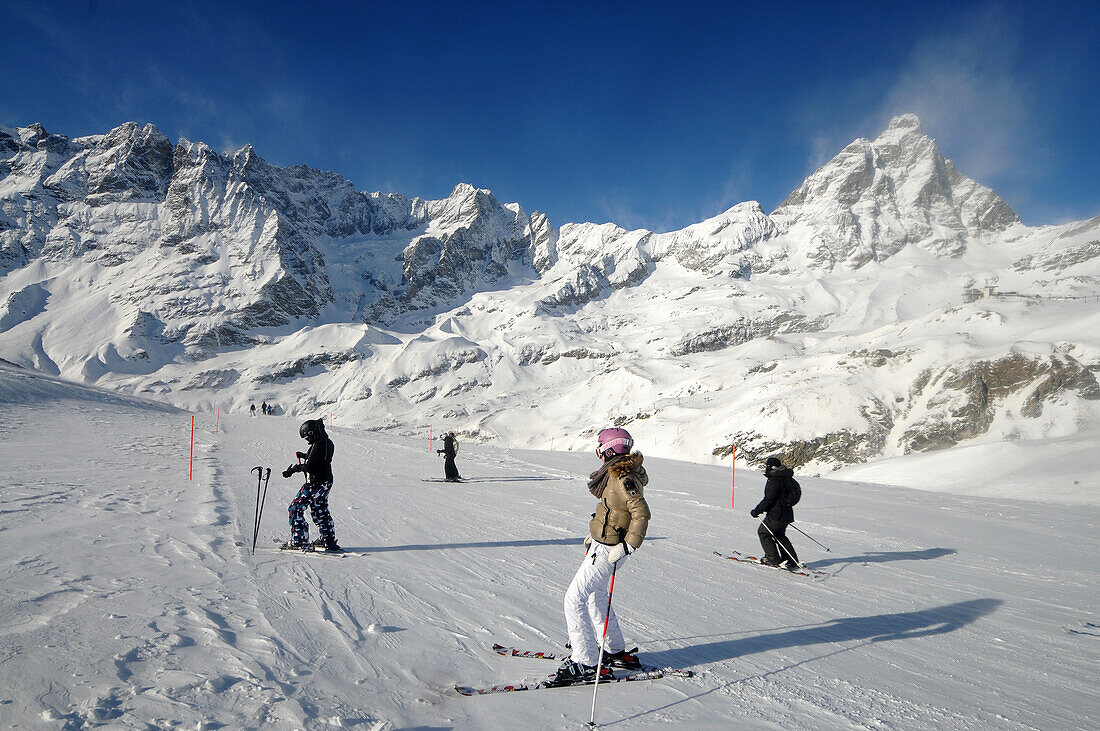 Ski resort Breuil-Cervinia with Matterhorn, Aosta Valley, Italy